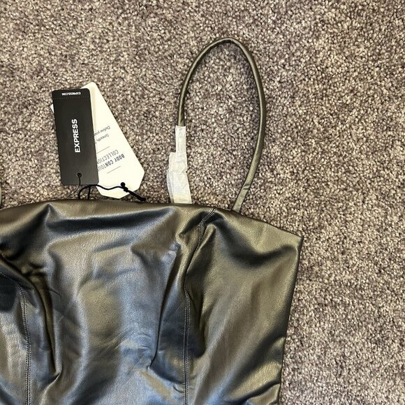 Express Womens Body Contour Metallic Faux Leather Cropped Cami XS NWT $54 - Picture 7 of 16